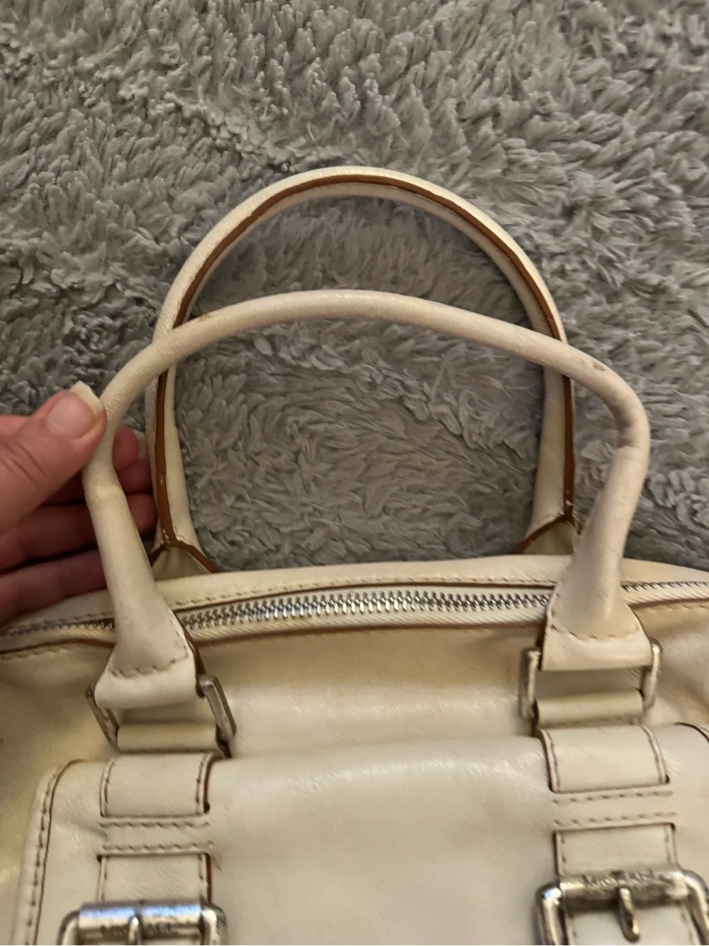 MICHAEL KORS Y2K Cream Leather Satchel Handbag
